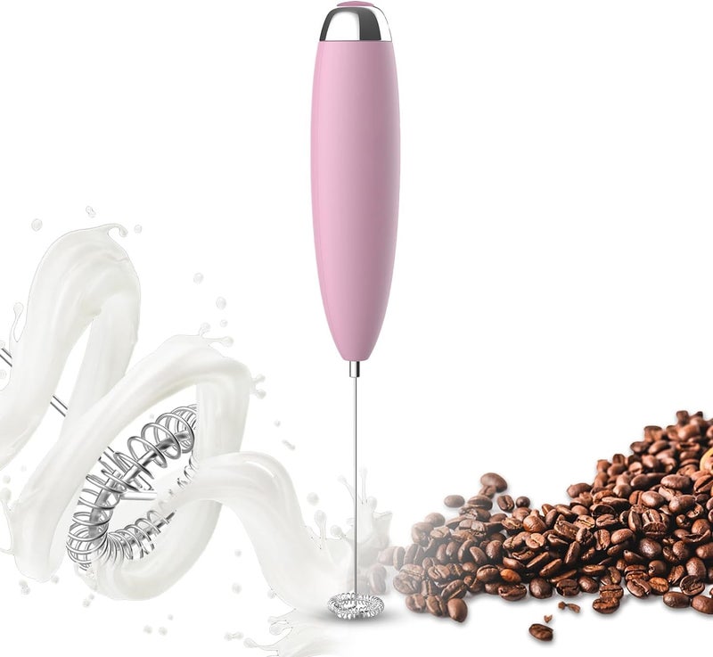 Anteday Frother Handheld for Coffee, Milk Frother Upgraded Matcha Whisk Drink Mixer Electric Mini Whisk Hand Mini Foamer Coffee Mixer for Lattes Cappuccino Frappe Matcha Hot Chocolate, Pink - Image 1